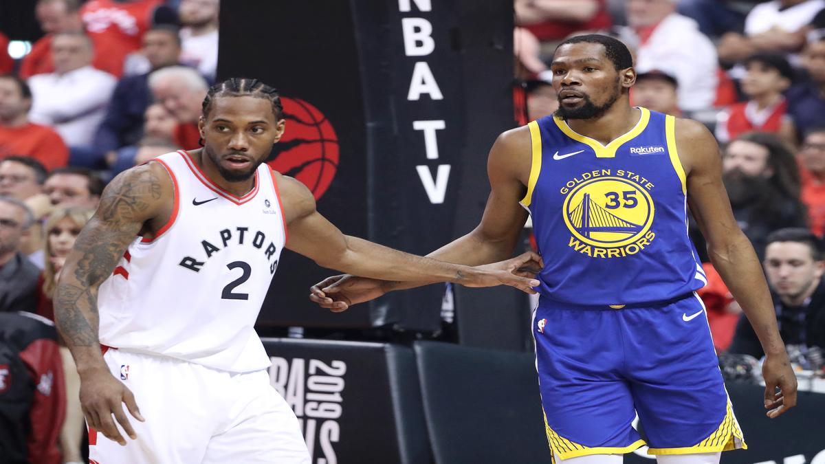 NBA Finals: Kawhi Leonard reacts to Kevin Durant's injury