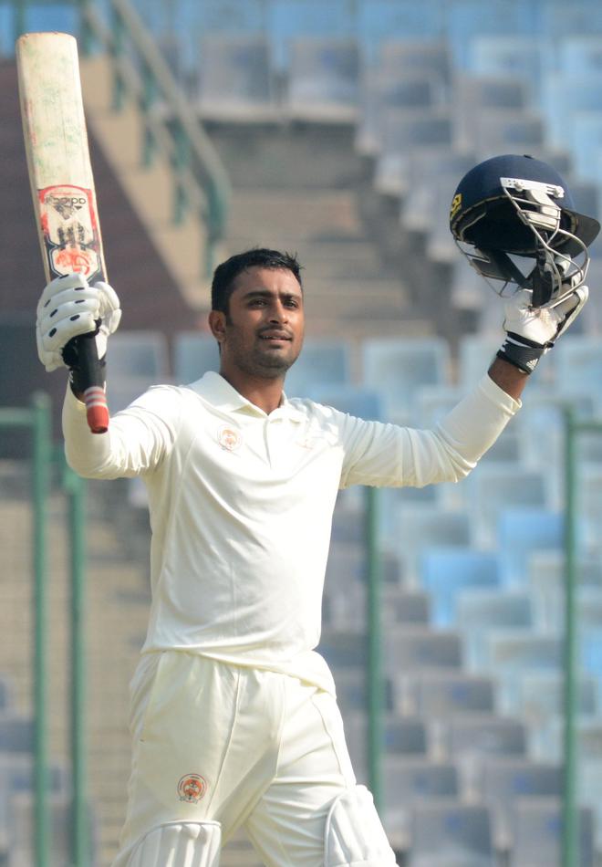 Returning home: Ambati Rayudu celebrates his century in the Ranji Trophy in November, 2012. From 2010 to 2016, Rayudu played for Baroda in domestic cricket. He has since played for Vidarbha, Hyderabad, and Andhra, before returning to Baroda this year.