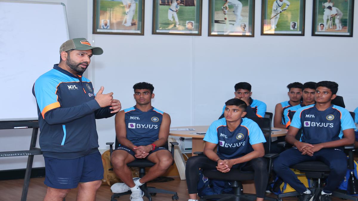 Rohit Sharma interacts with India’s U-19 cricketers ahead of Asia Cup