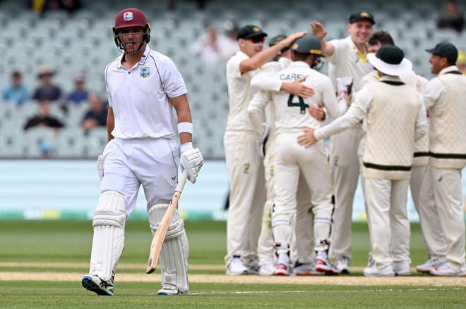 Steep fall: Joshua de Silva walks off after being dismissed during the fourth Test between West Indies and Australia in Adelaide in December, 2022. West Indies has today become the punching bag of major international teams.