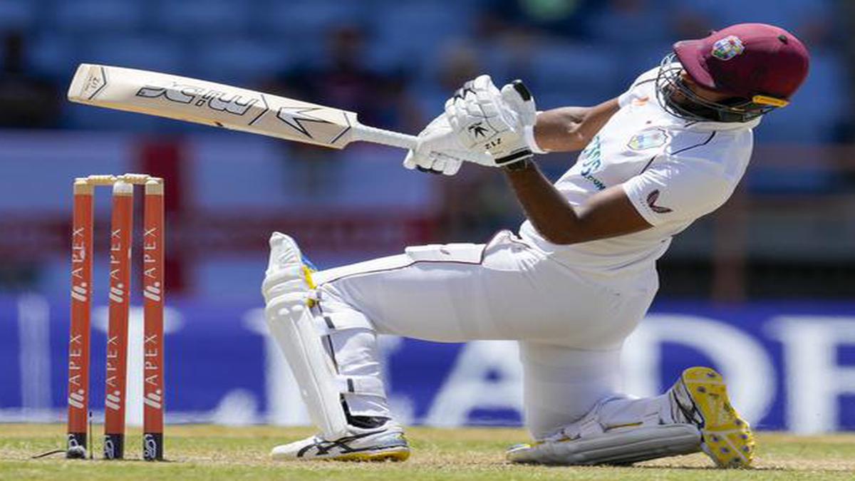 West Indies batter Campbell struck on head by two balls in a row