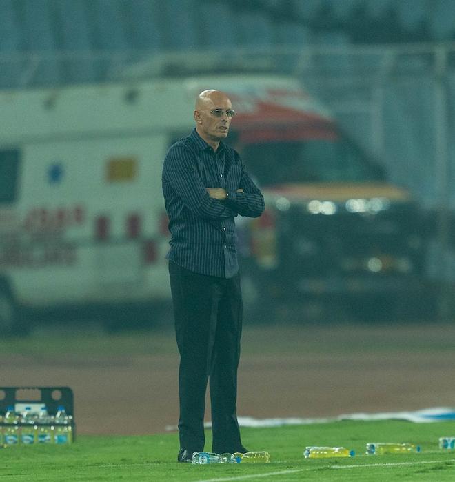 No magic wand: Stephen Constantine looks on during the ISL contest between East Bengal and Hyderabad FC in Kolkata on January 20. Constantine hasn’t yet been able to arrest the club’s slide.