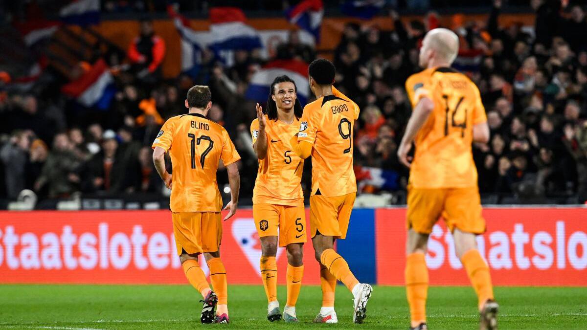 Euro 2024 qualifier: Nathan Ake double helps Netherlands overcome 10-man Gibraltar in 3-0 win