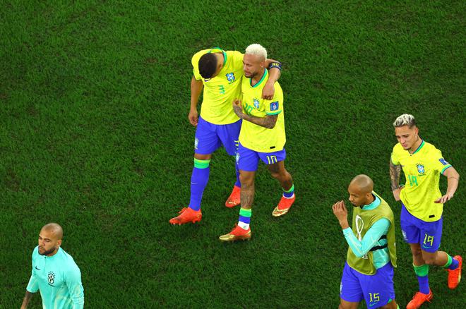 Disappointment: Brazilian players are crestfallen after being defeated by Croatia in the quarterfinals of the 2022 World Cup in Qatar. Has Europe and its industrialisation of scouring for, and developing, talent surpassed Brazil?