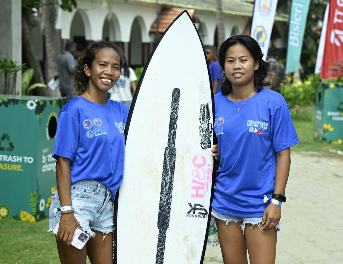 The Philippines’ women surfers at the Asian Surfing Championships in Mahabalipuram.