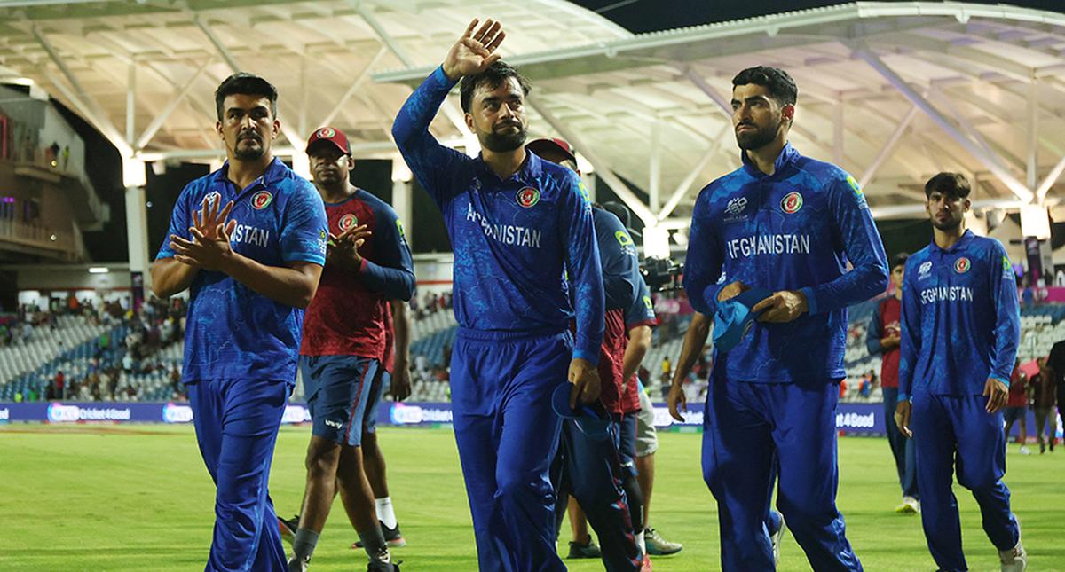 Team Afghanistan after its loss to South Africa in the semifinal.