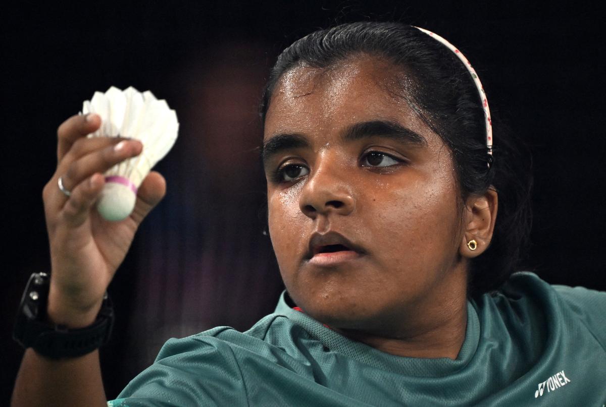 FILE PHOTO: Nithya Sre Sumathy Sivan of India in action during her match against Jayci Simon of United States.