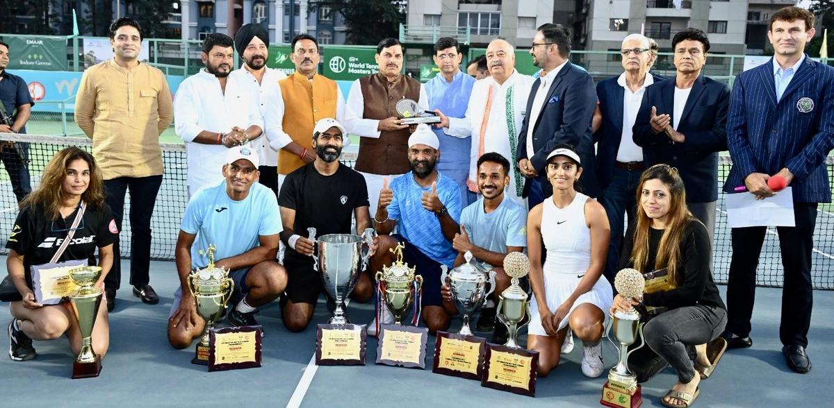 Some of the champions of the ITF Masters tennis tournament in Indore.