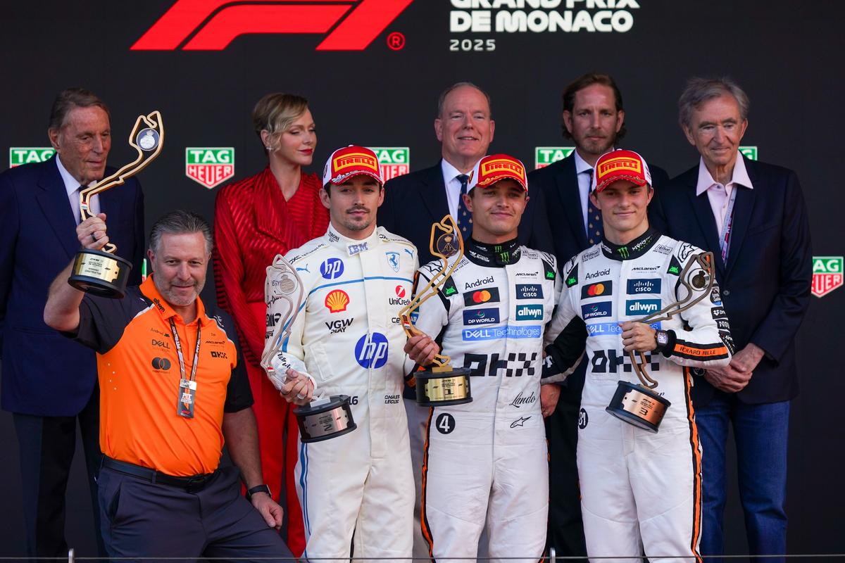 Lando Norris, Charles Leclerc, Oscar Piastri topped the podium.