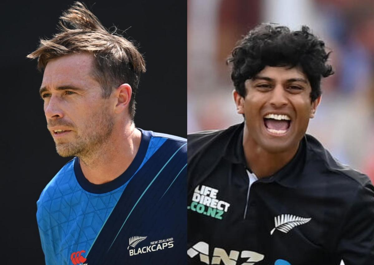 Tim Southee and Rachin Ravindra. 