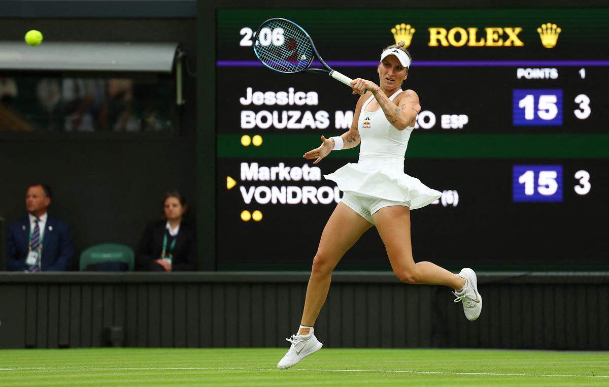 Early shock: Defending champion Marketa Vondrousova crashed out in the first round.