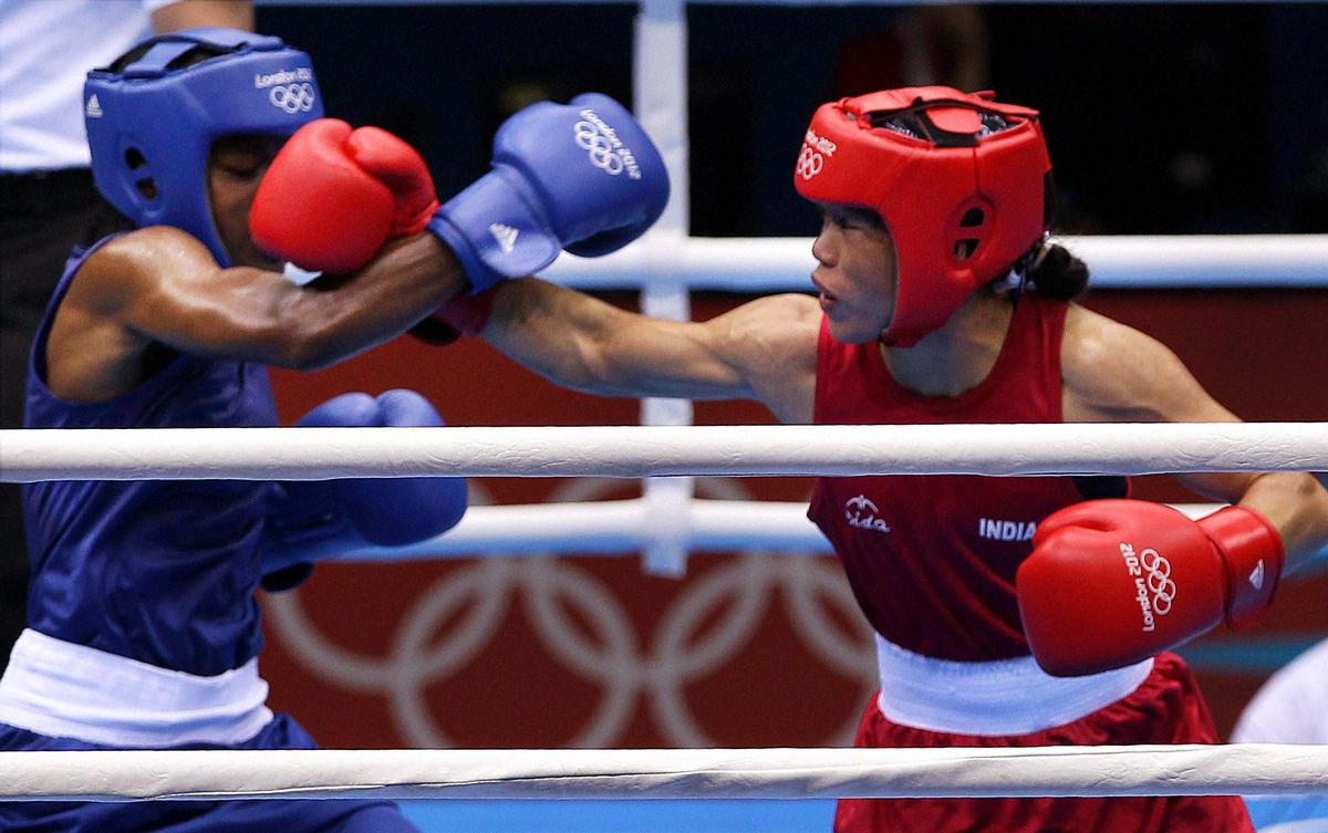 India’s MC Mary Kom in action against Nicola Adams of Great Britain in the semifinal of women’s Flyweight boxing at Olympic Games in London. It was the first edition of the Games to have women’s boxing.