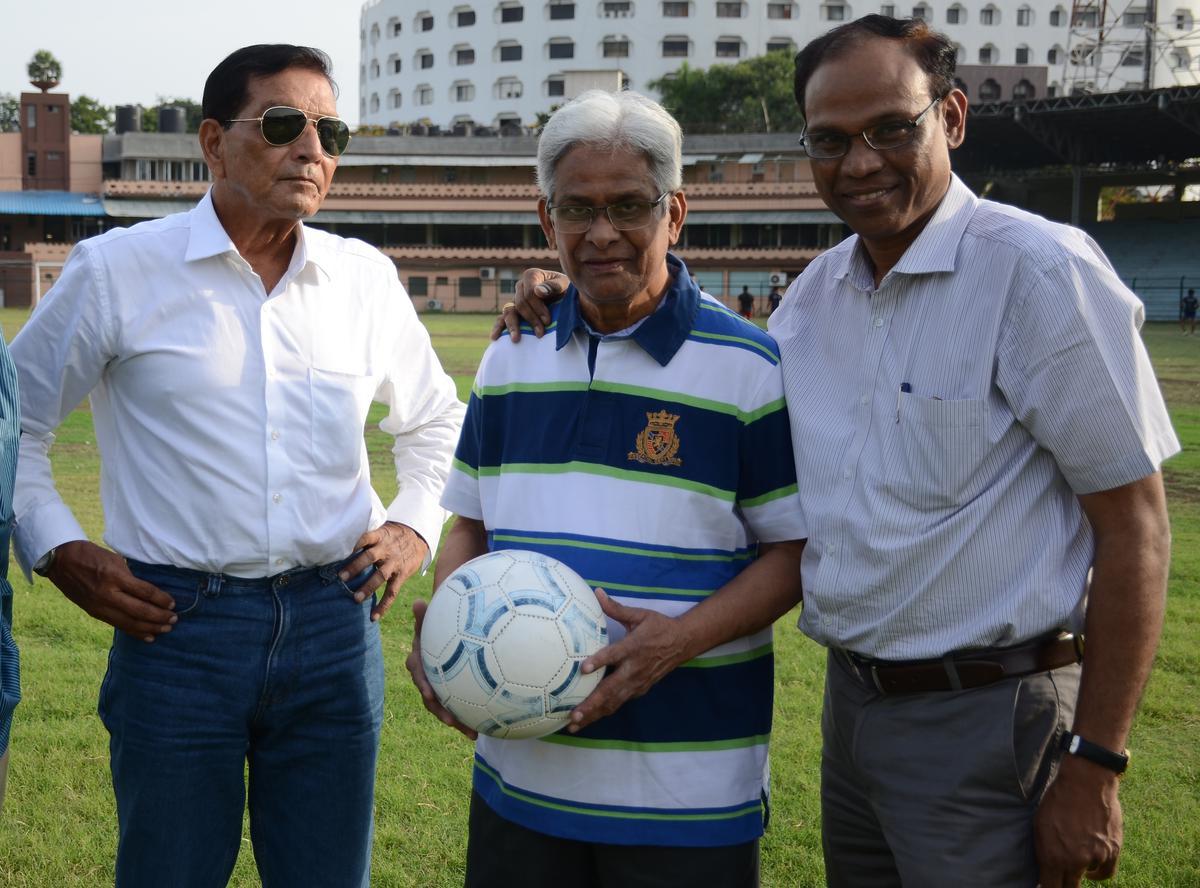 (From L-R) - Syed Nayeemuddin, Mohammed Habib and Victor Amalraj at Lal Bahadur Stadium in Hyderabad.