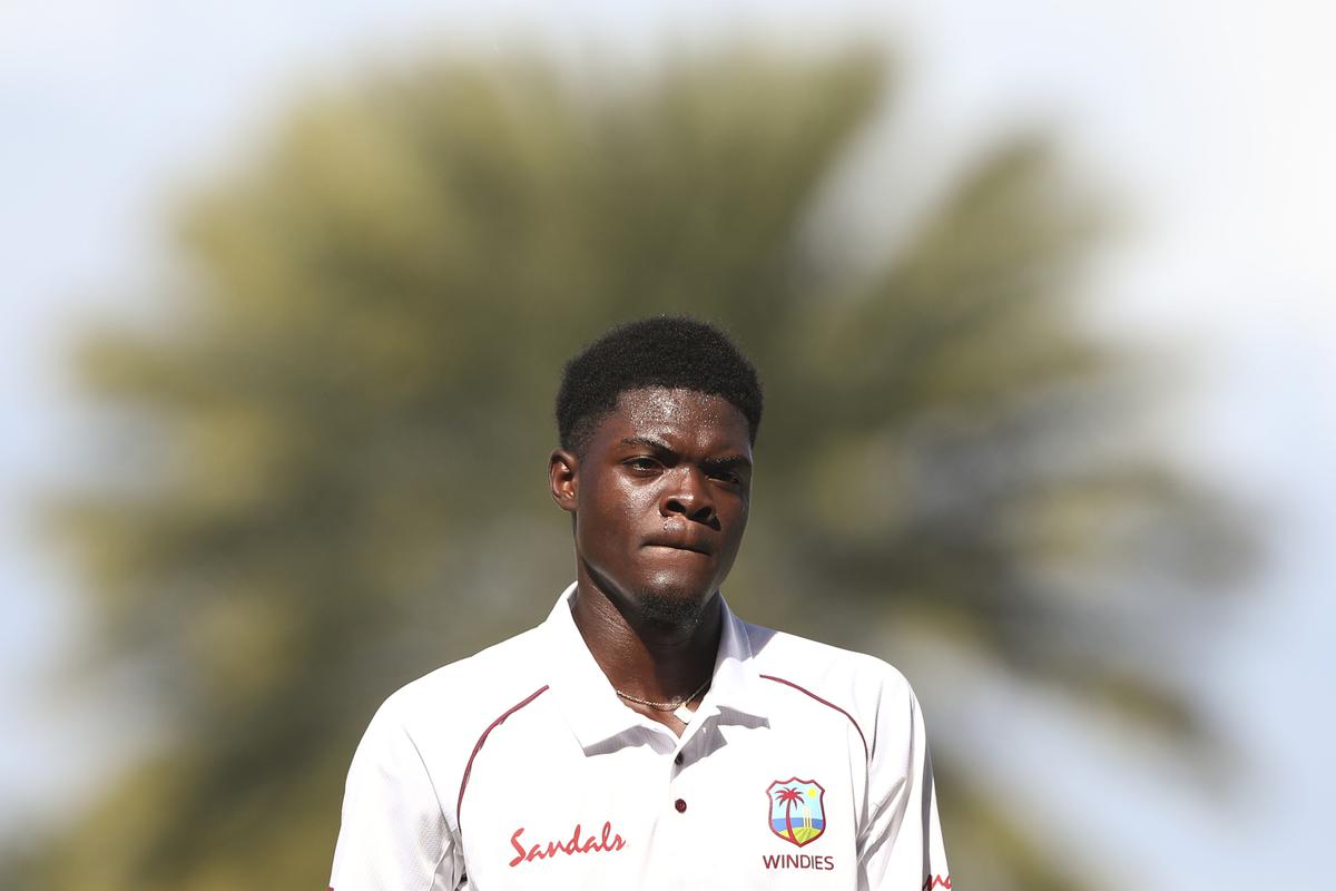 FILE PHOTO: West Indies’ Alzarri Joseph during day three of the second Test cricket match against England at the Sir Vivian Richards Stadium in North Sound, Antigua and Barbuda.