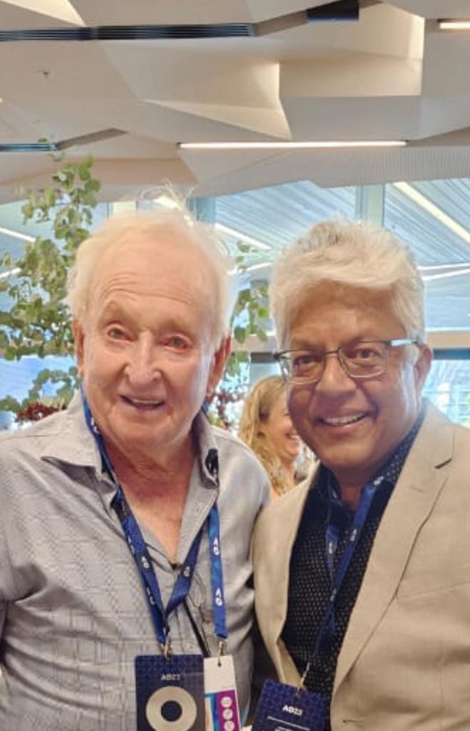 With the legend: Australian tennis great Rod Laver (left) with the author.