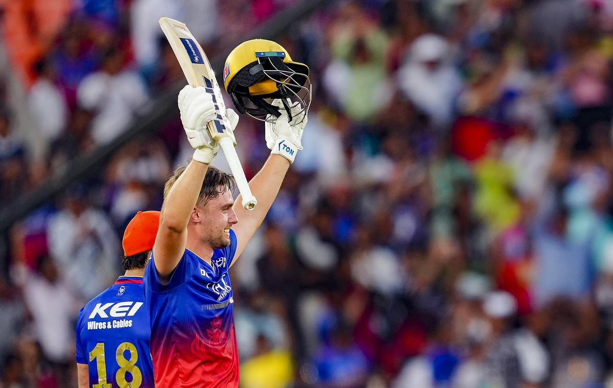 Will Jacks celebrates his century during an Indian Premier League (IPL) 2024 T20 cricket match between Gujarat Titans and Royal Challengers Bengaluru. 