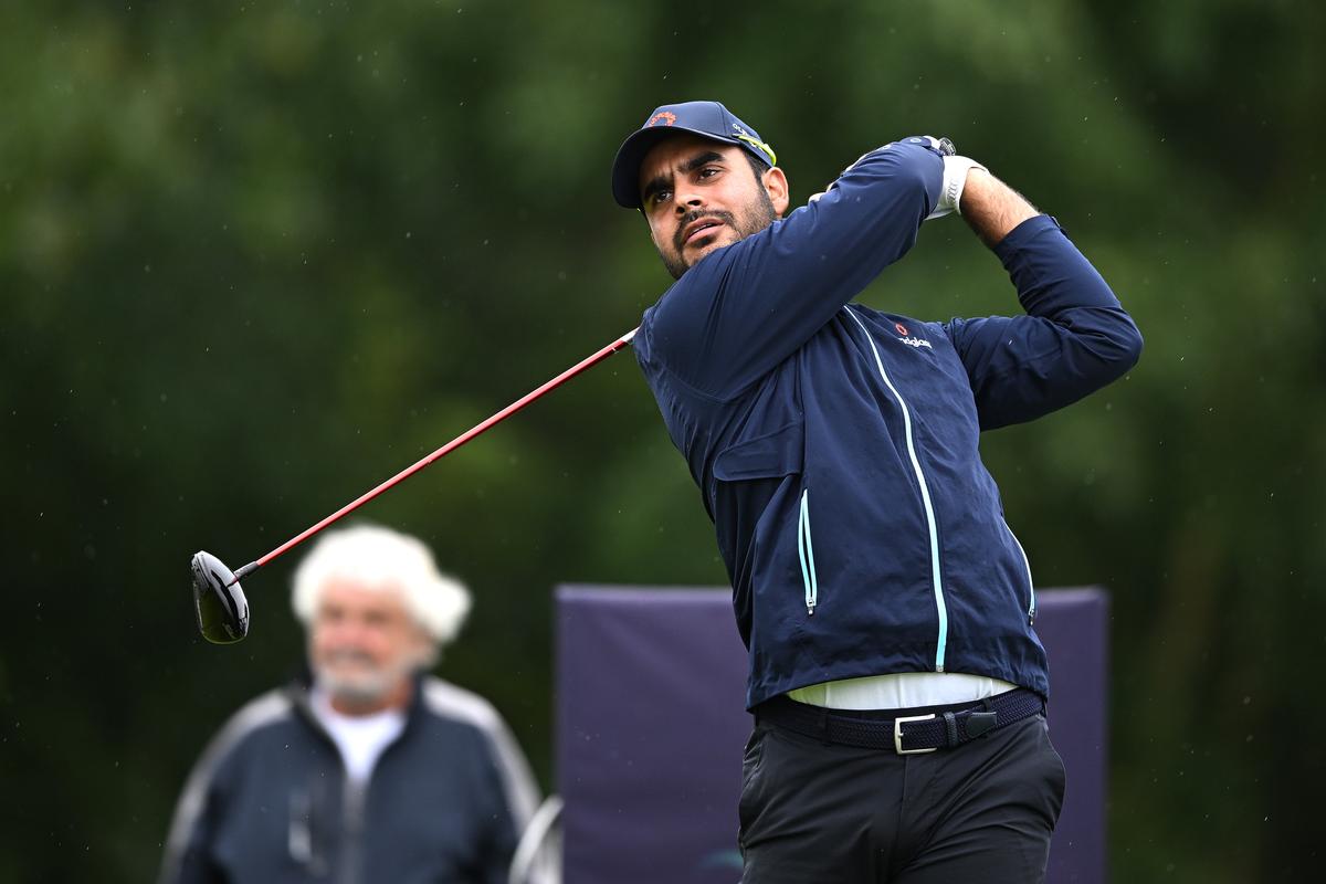 Shubhankar Sharma of India tees off on the 10th hole during Day one of the Danish Golf Championship 2024 at Lübker Golf Resort in Aarhus, Denmark.