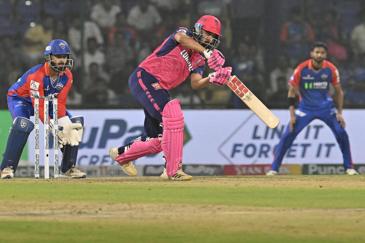 FILE PHOTO - Rajasthan Royals batter Shubham Dubey plays a shot during the Indian Premier League (IPL) Twenty-20 cricket match between Delhi Capitals and Rajasthan Royals.