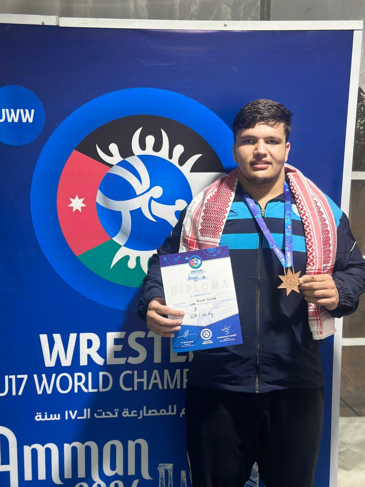 Ronak Dahiya (110kg), a Chhatrasal Stadium product like his father and international referee Jaibir, secured a bronze medal in 110kg Greco-Roman after taking a silver last year.