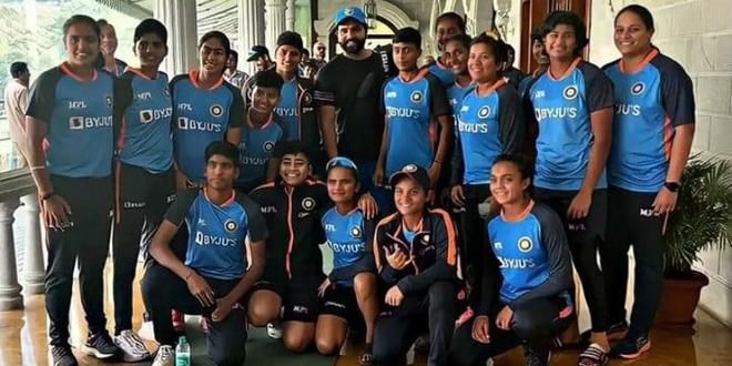 Members of the India U-19 team with India captain Rohit Sharma