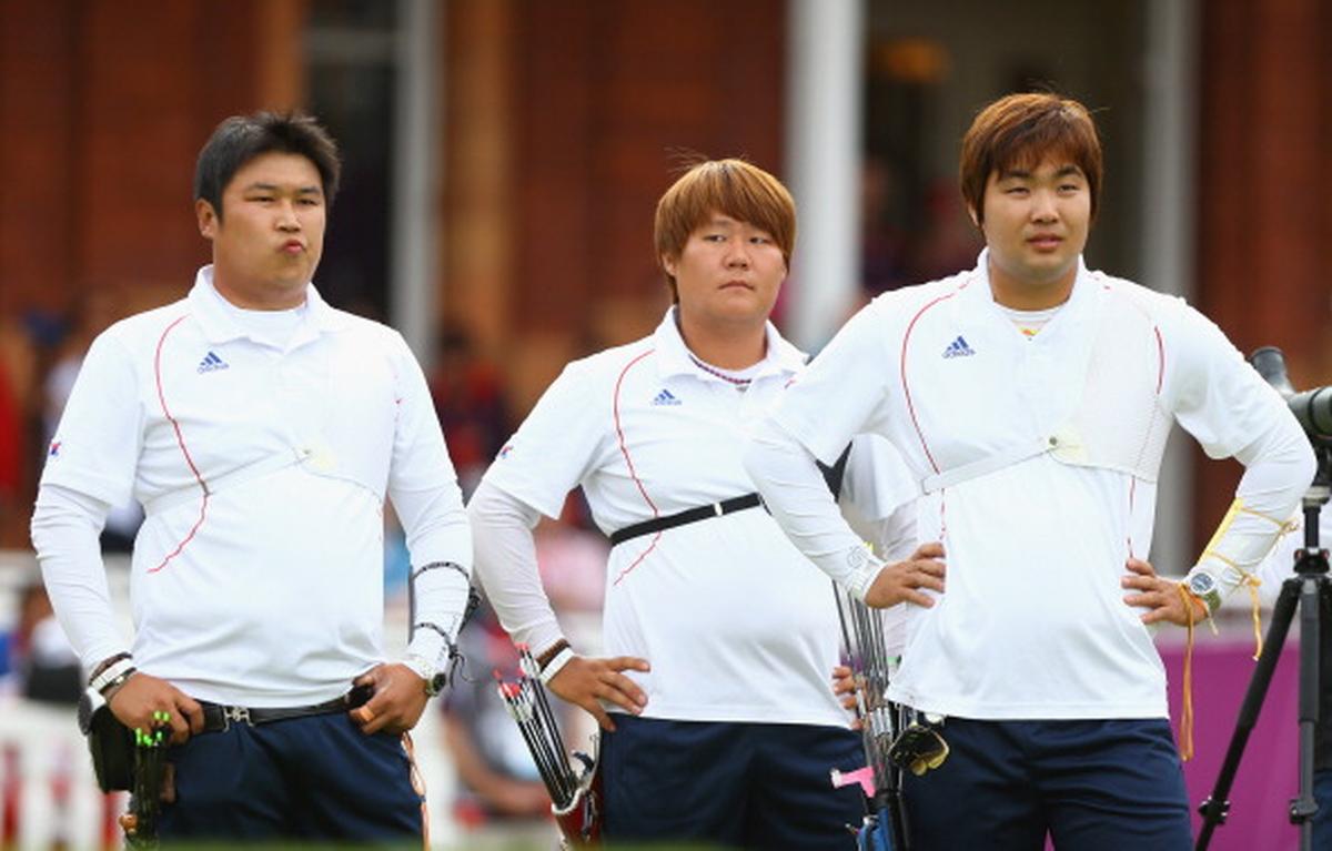 From left to right: South Korea’s Oh Jin-hyek, Kim Bub-min and Im Dong-hyun during the London Olympics in 2012.