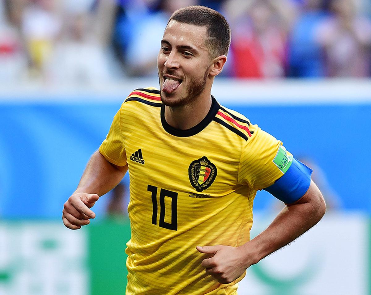 TOPSHOT - Belgium’s forward Eden Hazard sticks his tongue out as he celebrates after scoring their second goal during their Russia 2018 World Cup play-off for third place. 