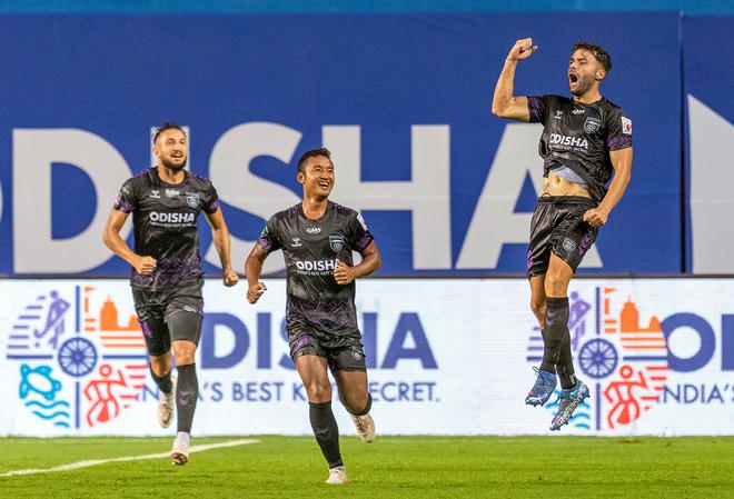 Javier Hernandez Francisco Gonzalez of Odisha FC celebrates after scoring a goal in the Indian Super League played.