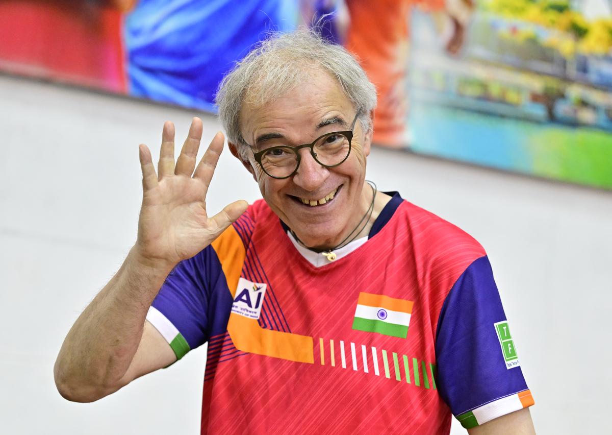 Massimo Costantini, foreign coach of the Indian table tennis team, during training at Sports Authority of India, NS Southern Centre Bangalore (SAI), inside Jnanabharathi Campus, off Mysuru road, in Bengaluru.