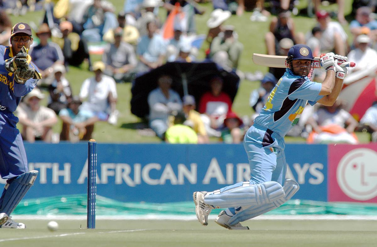 Virender Sehwag cuts Muralitharan in a One Day International match between India and Sri Lanka at the Wanderers in Johannesburg, South Africa.