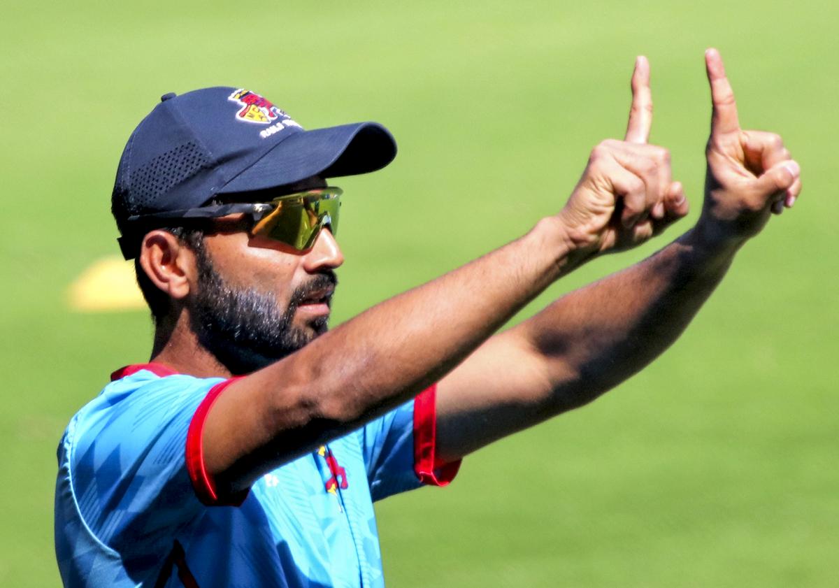 Mumbai captain Ajinkya Rahane during a practice session on the eve of the Ranji Trophy semifinal against Vidarbha. 