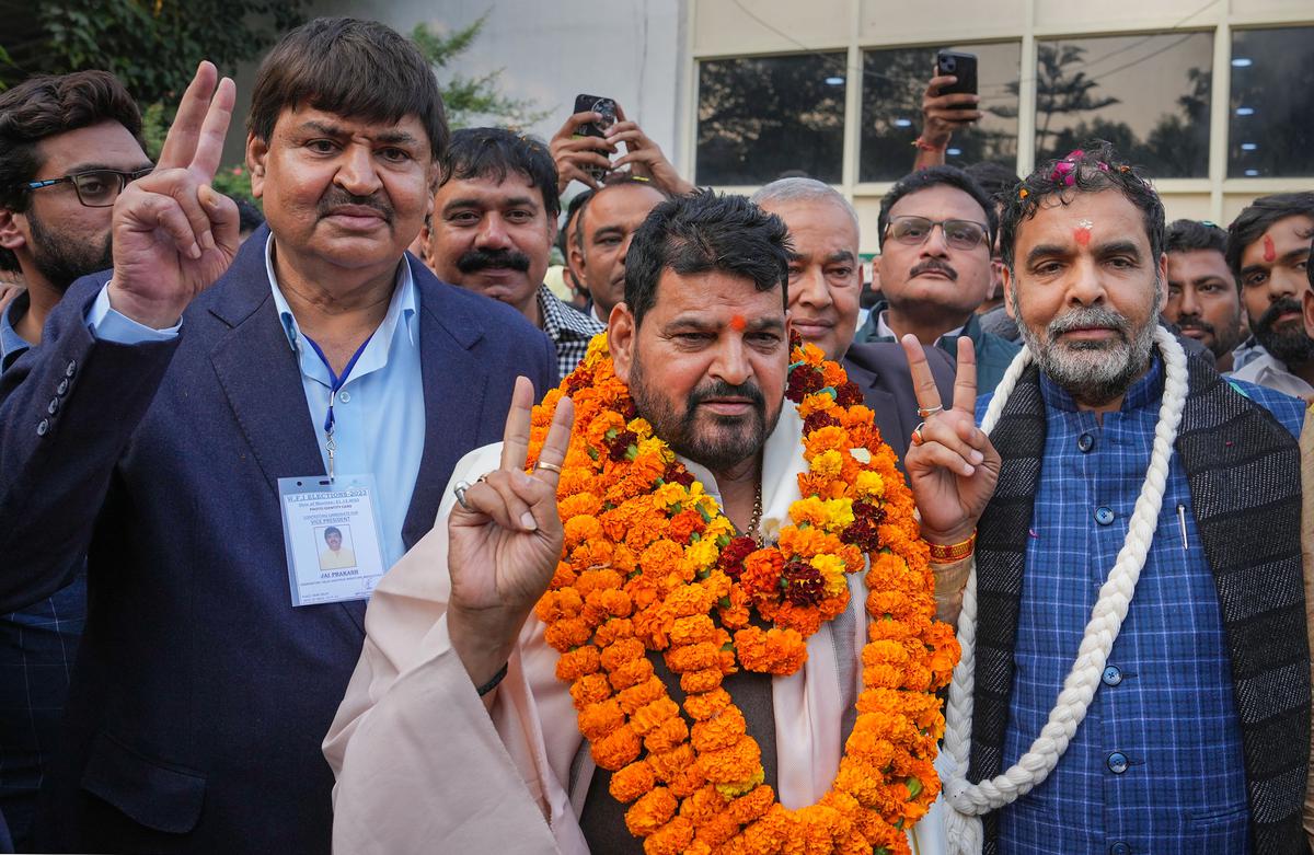 Brij Bhushan (centre) was accused of sexual assault of seven wrestlers, including one minor.