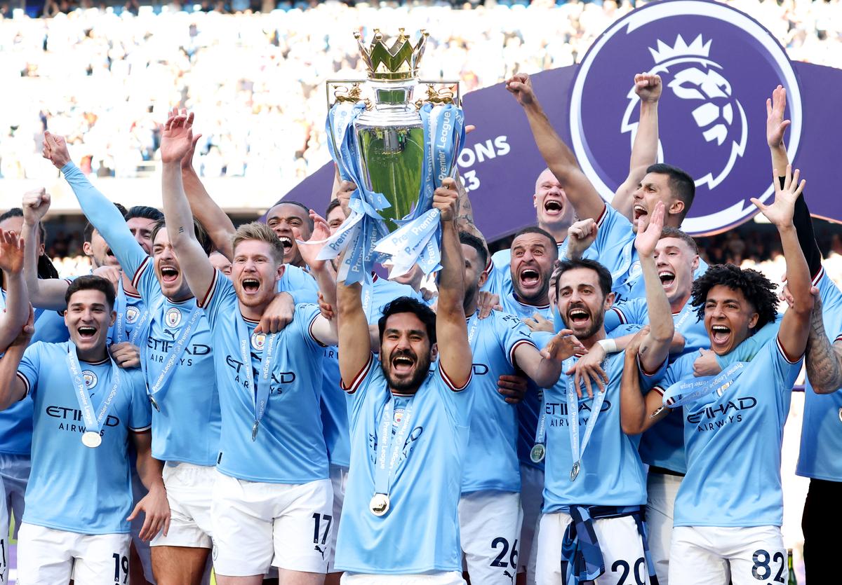 Ruthless: Manchester City became the first side to win four Premier League titles on the trot.