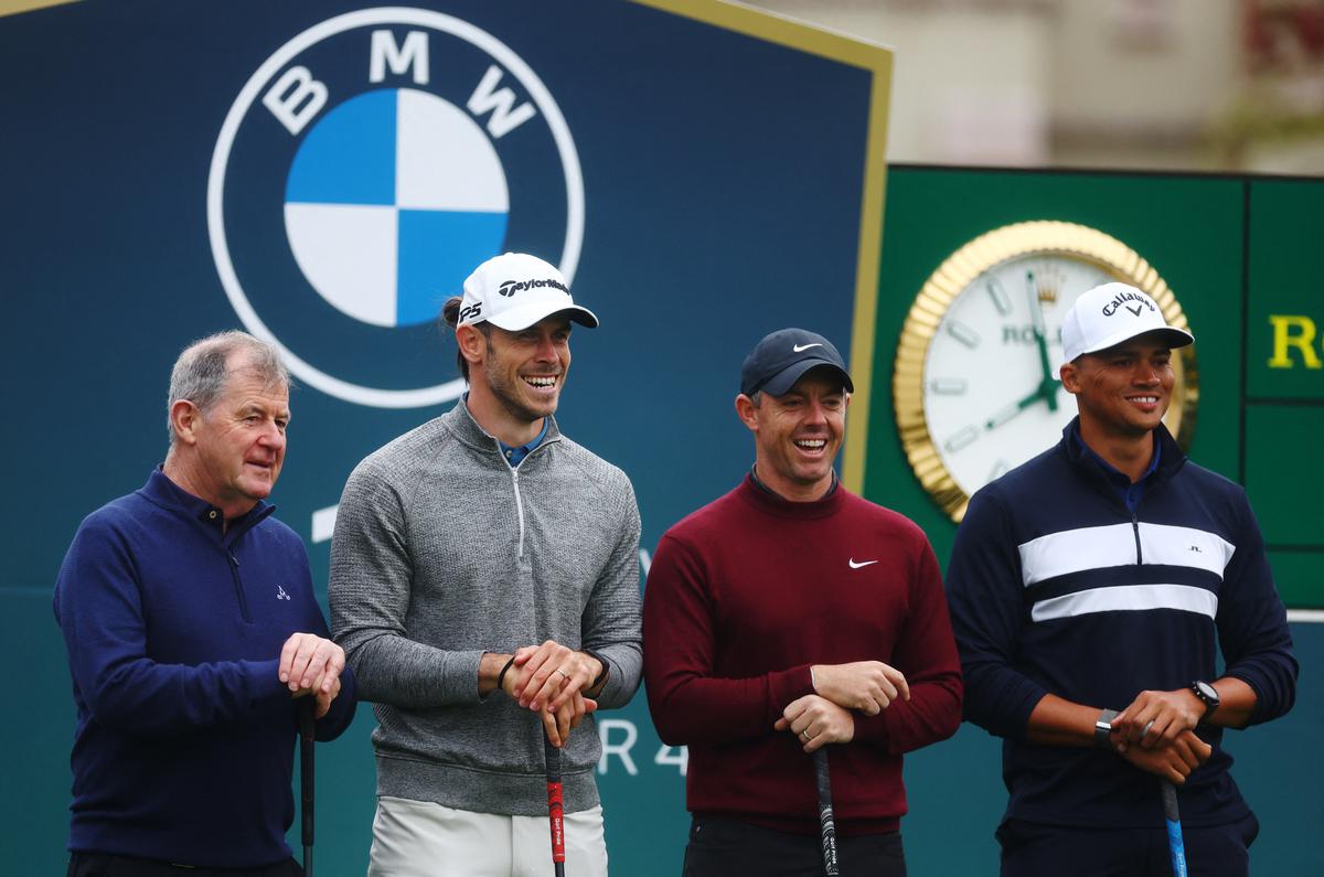 From right to left: JP McManus, Northern Ireland’s Rory McIlroy, former footballers Gareth Bale and Jermaine Jenas.
