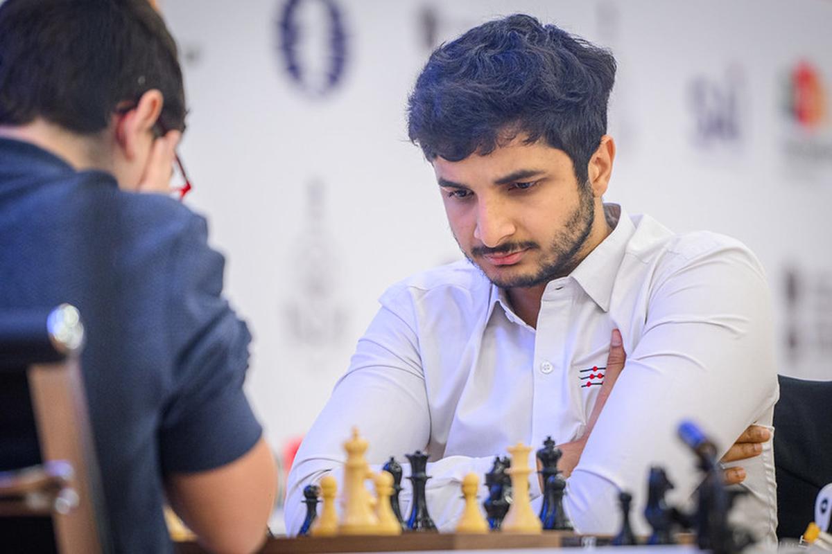 Vidit Gujrathi in action against Faustino Oro of Argentina, who was the youngest player in the ongoing FIDE World Cup.