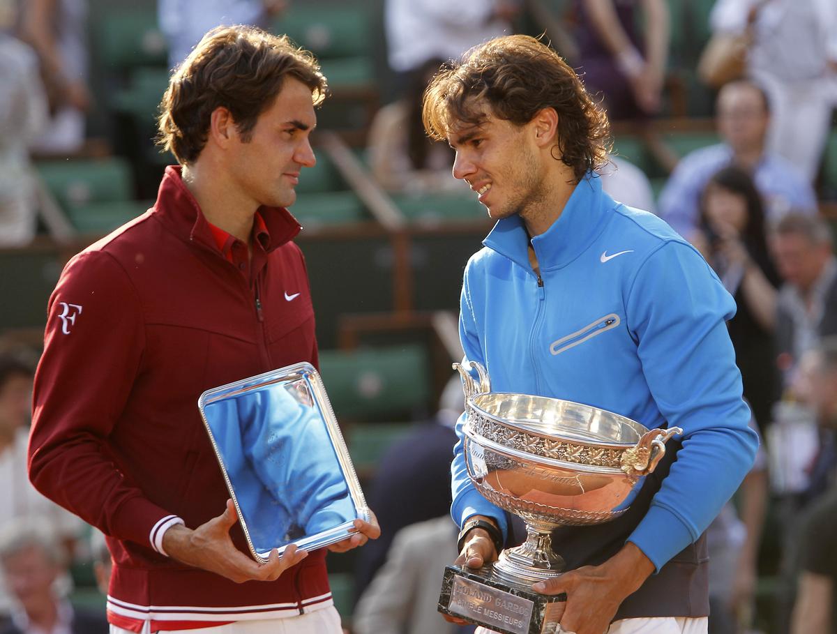 Mirroring the legends: The budding rivalry and friendship between Alcaraz and Sinner draws a clear parallel to the early dynamics between Roger Federer (left) and Rafael Nadal (right).