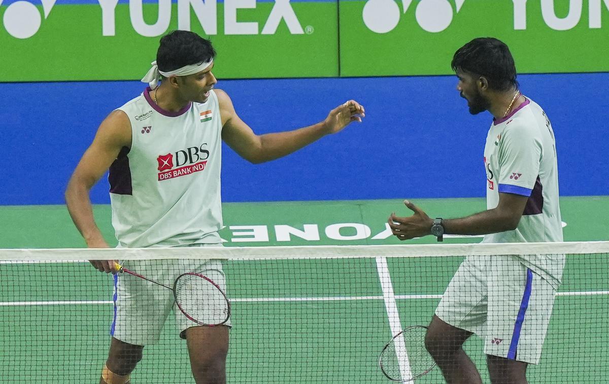 India’s Satwiksairaj Rankireddy and Chirag Shetty celebrate after their win.