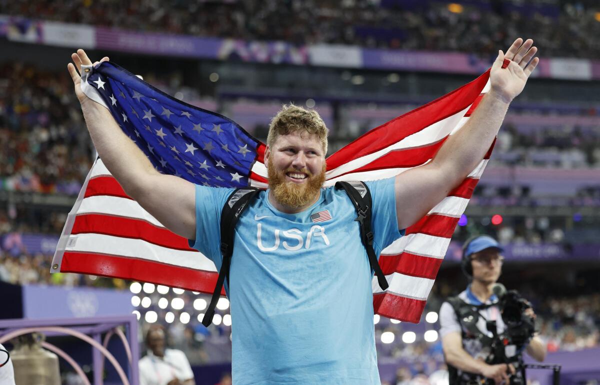 Ryan Crouser after his gold medal win in Paris