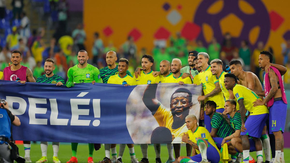 Brazil players, fans unveil Pele banners after win against South Korea in FIFA World Cup Round of 16