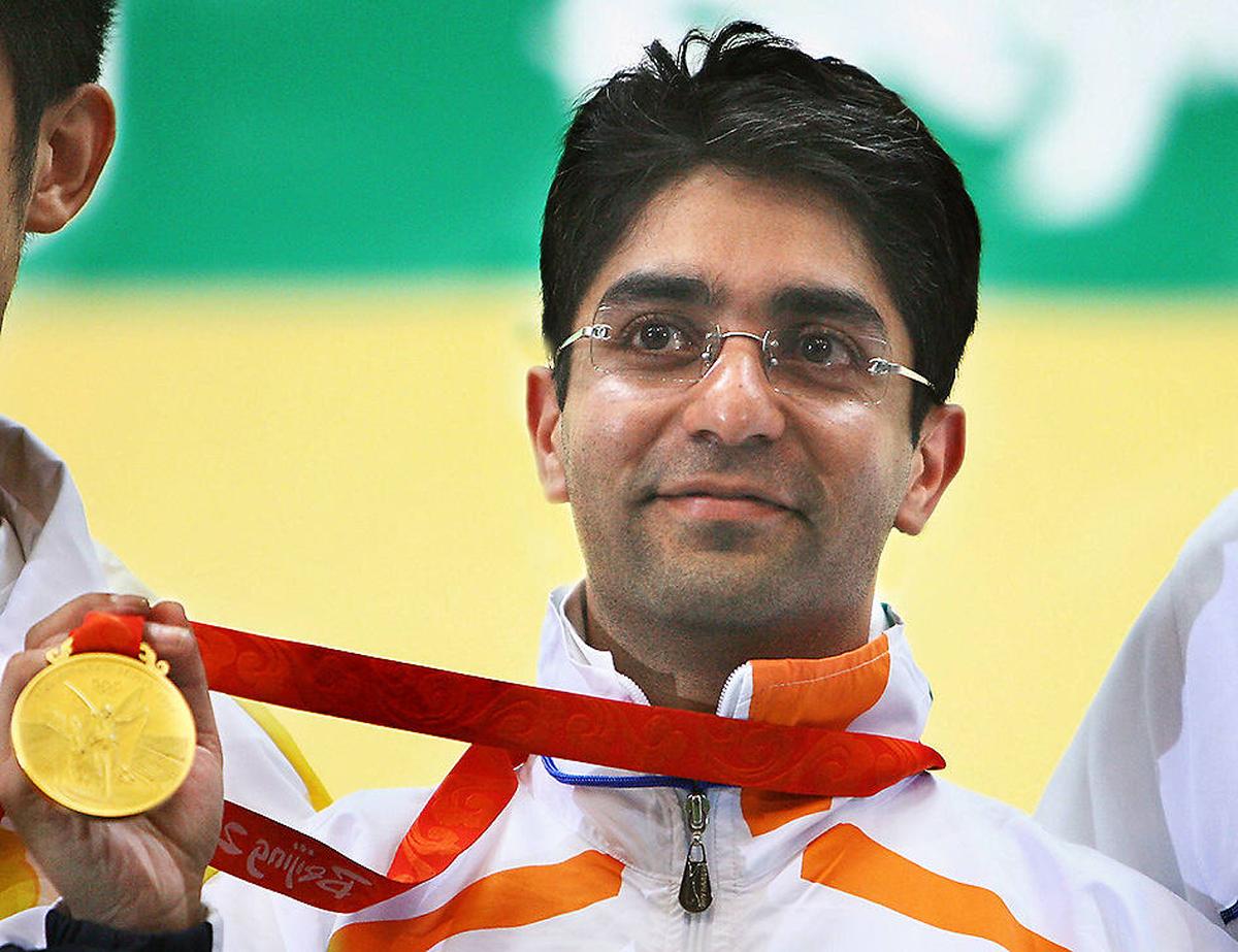 Abhinav Bindra of India poses with his gold medal in the Men’s 10m Air Rifle Final at the Beijing Shooting Range Hall on day 3 of the Beijing 2008 Olympic Games. 