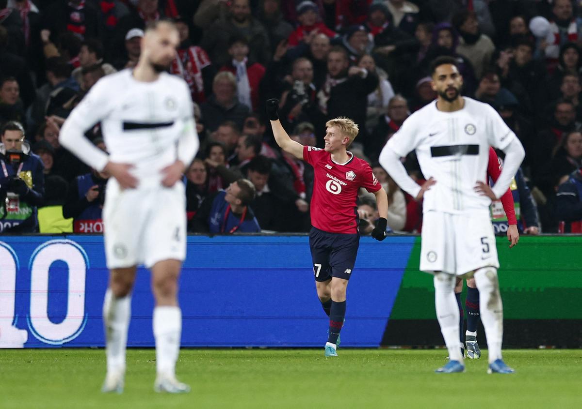 Hakon Arnar Haraldsson del Lille marcó su tercer gol contra el Sturm Graz en la Liga de Campeones.