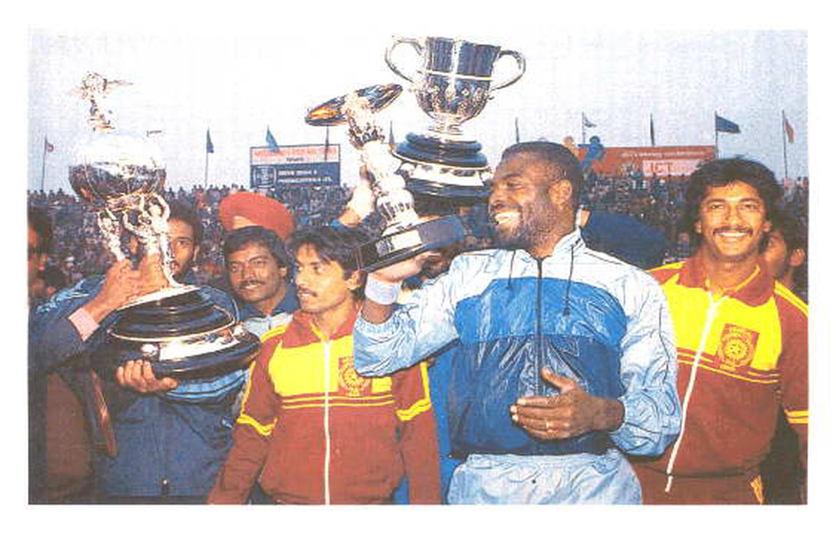 A jubilant East Bengal team with the Durand Cup trophy. Mohun Bagan lost the closely contested final in the tie-breaker.