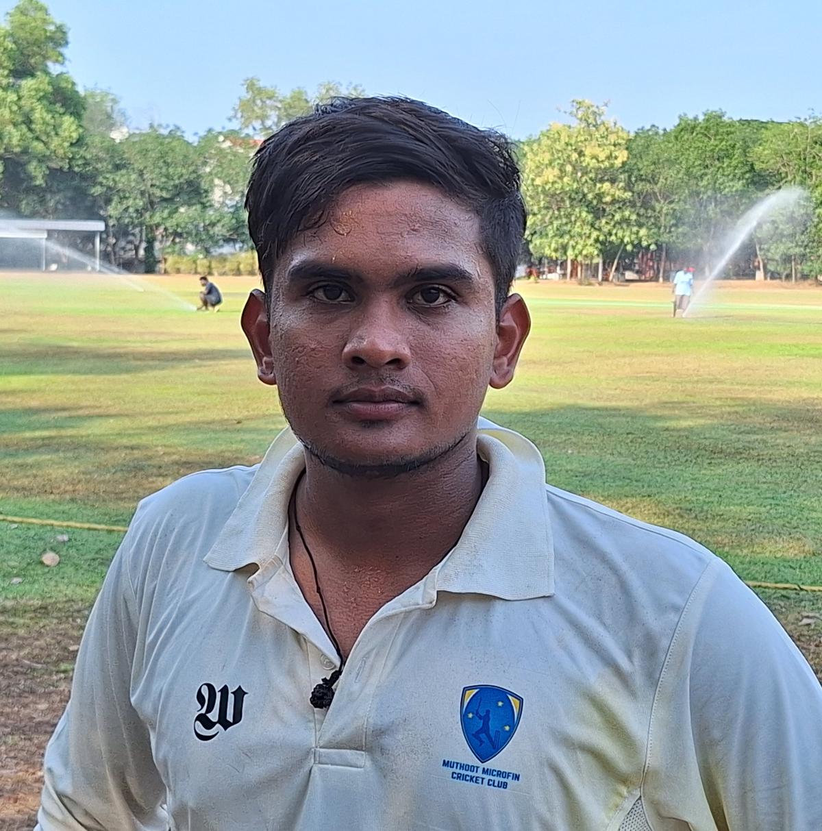 R. Harikrishnan, defending champion Muthoot Microfin CC’s leading batter, after his A-Division League match in Kochi on Tuesday.