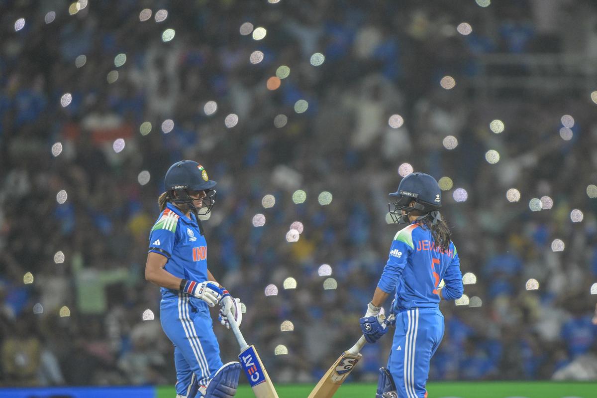 Jemimah Rodrigues and Harmanpreet Kaur during the World Cup semifinal against Australia. 
