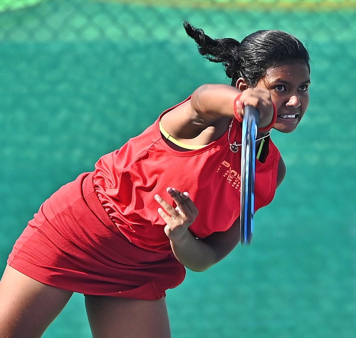 Aahan, the semifinalist of both the under-16 and under-14
events in the National sub-junior tennis championship in Delhi on
Thursday.