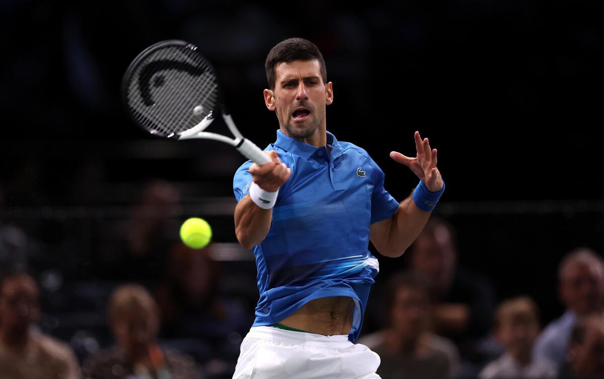 Novak Djokovic beats Maxime Cressy in straight sets at Paris Masters