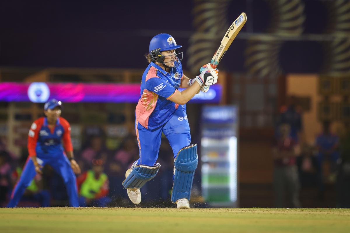 Nat Sciver-Brunt of Mumbai Indians in action.