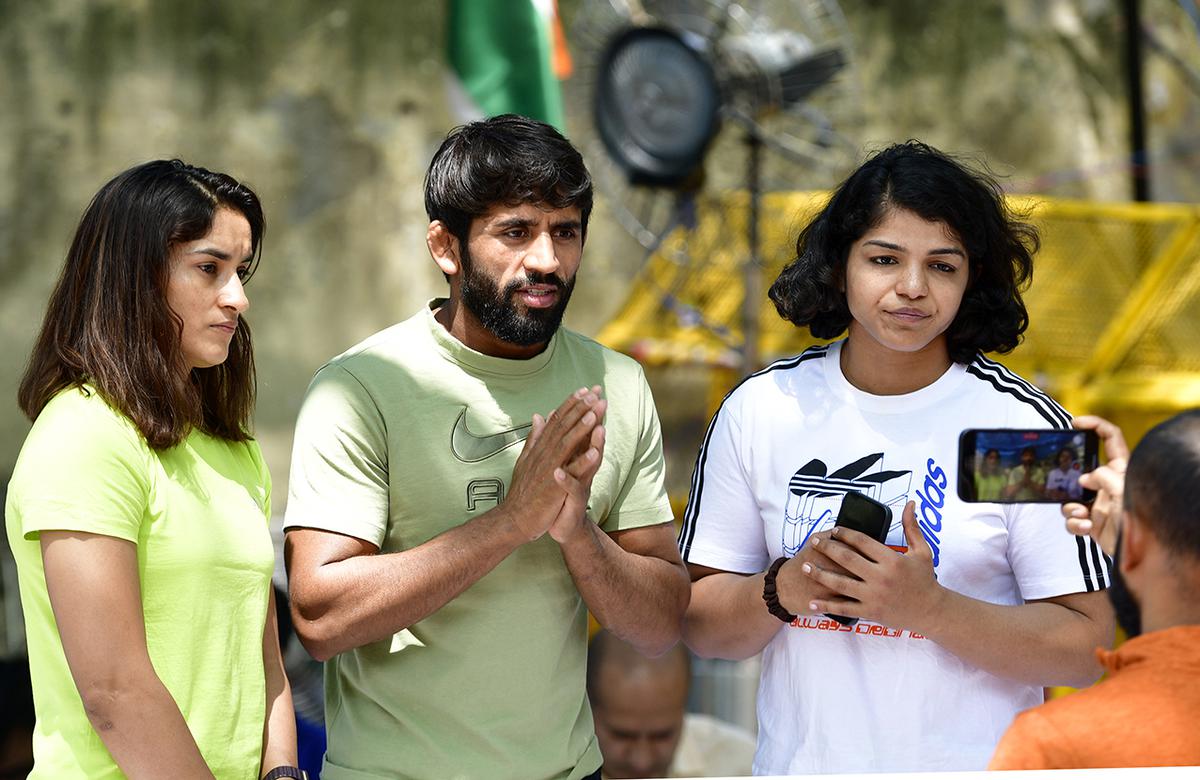 Troubling times: In 2023, esteemed wrestlers like three-time World medallist Bajrang, two-time World medallist Vinesh Phogat, and the sole women’s wrestling world champion Sakshi Malik took to the streets, levelling serious allegations of sexual misconduct against the then WFI president Brij Bhushan Sharan Singh.