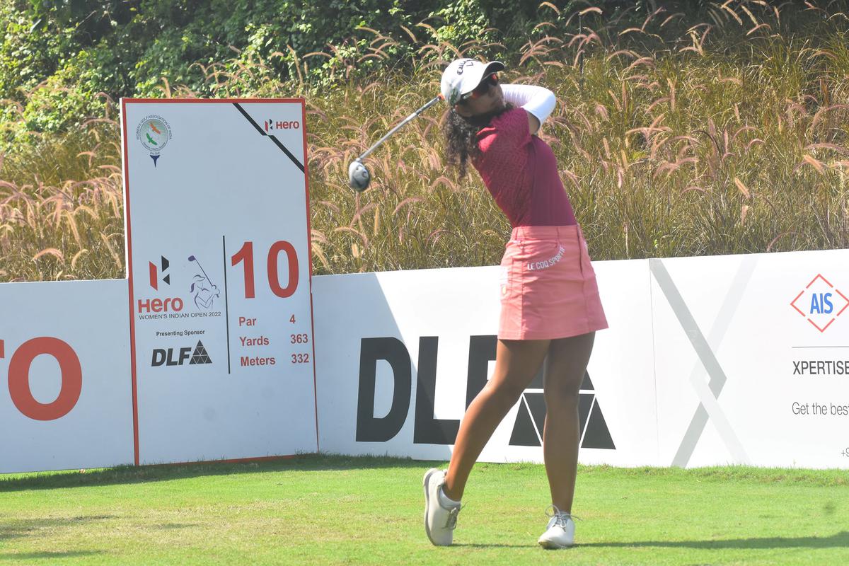 women-s-indian-open-golf-gaurika-bishoni-amandeep-drall-part-of-four-way-lead-aditi-ashok-shoots-bogey-free-71