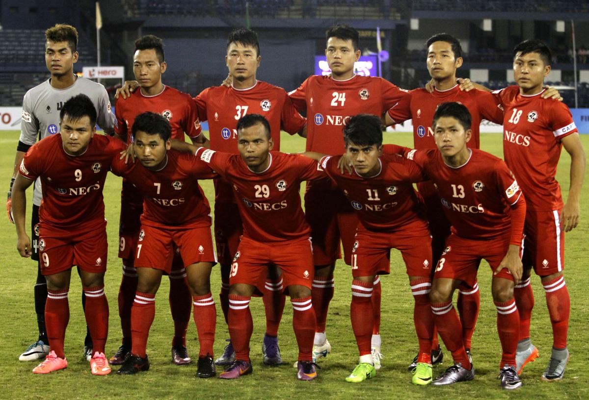 FILE PHOTO: Aizawl FC team members pose for a group photograph.