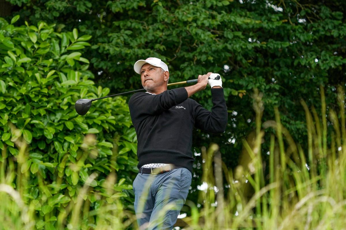 Jeev Milkha Singh of India in action during day one of the Paul Lawrie Match Play.